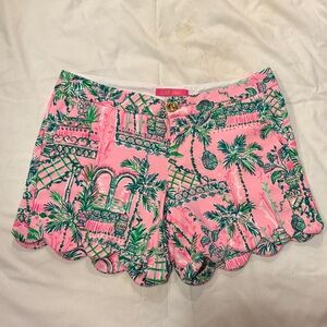 Lilly Pulitzer Pink Tropical Scallop-Hem Shorts